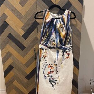 Elie Tahari Artistic Print Midi Dress